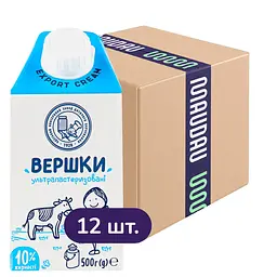 Упаковка вершків ОКЗДХ ультрапастеризовані 10% жиру 6 кг (500 г х 12 шт.)