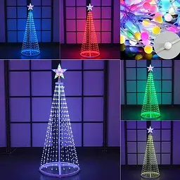 Новорічна конусна ялинка Sun Lamp розумна світлодіодна 190 ламп RGB Bluetooth 180 см - мініатюра 2