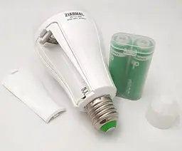 Світлодіодна LED-акумуляторна лампа (знімні 2 × 18650), автономна аварійна 20 W, лампочка, цоколь E27 Ziarmal ZR-777 - мініатюра 2