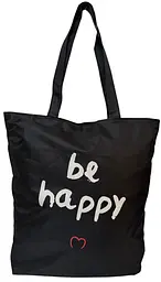 Сумка шопер жіноча з тканини повсякденна на блискавці 026 чорна be happy