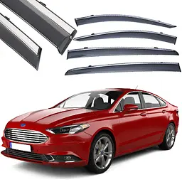 Дефлектори вікон вітровики Benke для Ford Mondeo / Fusion 2013- Хром Молдинг Нержавіюча сталь 3D (BFDMD1323-W/S)