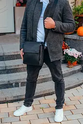 Чоловіча шкіряна сумка-месенджер, барсетка на одне плече 22x26x6 Tiding Bag 75-5271 чорна 220 мм - мініатюра 4