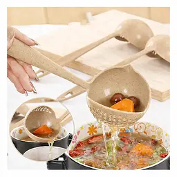 Ополоник-шумівка MagicKitchen 2 в 1 із ситом для супу та проціджування Бежевий 88308 - мініатюра 4