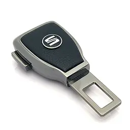 Заглушка перехідник ременя безпеки з логотипом Seat Темний хром 1 шт