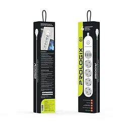 Мережевий фільтр-подовжувач Prologix Premium PRSE4432W 4 розетки 4 USB 2 м - мініатюра 4
