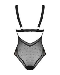 Мереживне боді з декольте Obsessive Estiqua teddy чорне широкі лямки M/L - мініатюра 6
