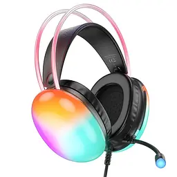 Навушники накладні Hoco W109 Plus ігрові з LED підсвічуванням USB чорний - мініатюра 3