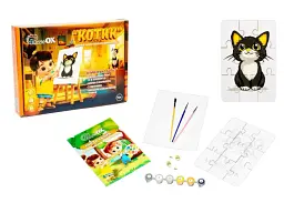 Деревяний пазл-розмальовка Котик, Puzzleоk (А5)