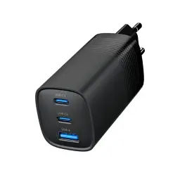 Зарядний пристрій Gembird USB-A + 2xType-C (PD18W + QC3.0 27W) black (TA-UC-PDQC65-01-BK) - мініатюра 4