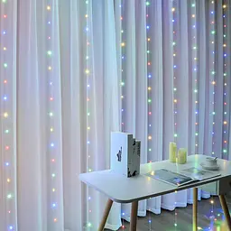 Гірлянда штора від USB від ПАВЕРБАНКА Великі краплі роси 3х2,5м 300 led RGB з пультом