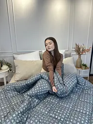 Ковдра двоспальна стьобана зимова з холофайбера Leri Max 21517 175х210 см сіра - мініатюра 6