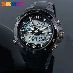 Чоловічий годинник Skmei 1016 Shark Black З червоною облямівкою - мініатюра 4