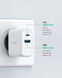 Зарядний пристрій Ugreen CD170 38W USB/Type-C білий - мініатюра 2