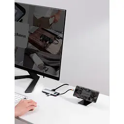 USB-хаб Baseus Metal Gleam Series 8-in-1 Multifunctional Type-C HUB Space Gray (CAHUB-CV0G) [77937] - мініатюра 11