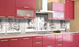 Вініловий кухонний фартух Картини старого горда наклейка для кухні Архітектура Бежевий Happy Pocket Z181400