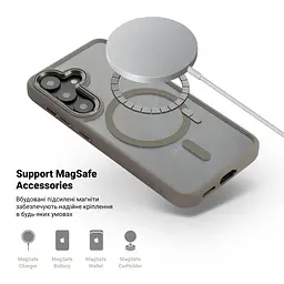 Чехол Samsung Galaxy S25 5G, Unit MagSafe, серый, прозрачный, магсейф, противоударный, магнитный, панель-накладка с поддержкой MagSafe, с поддержкой беспроводной зарядки, TPU+PC, защита всего корпуса, ударопрочный, ArmorStandart (ARM82262) - мініатюра 4
