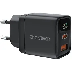 Мережевий зарядний пристрій Choetech (USB-C+USB-A) Black (PD6052-EU-BK)