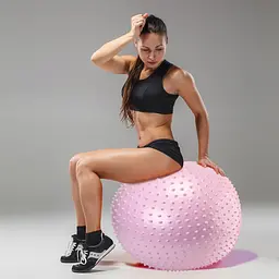 М'яч для фітнесу (фітбол) Cornix 55 см масажний Anti-Burst Light Pink XR-0473 - мініатюра 3