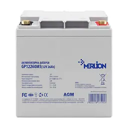 Акумуляторна батарея AGM свинцево-кислотна Merlion GP12260M5 12V/26Ah (96-01003)