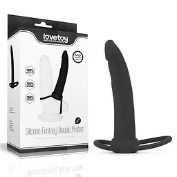 Насадка для подвійного проникнення Lovetoy Silicone Fantasy Double Prober Black, 15 см (чорний)