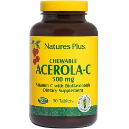 Ацерола-C, Вітамін C з біофлавоноїдами NaturesPlus 500 мг 90 жувальних таблеток