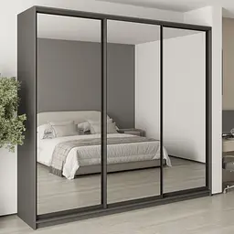 Шафа-купе тридверна MebelStar Уні BG 3 Дзеркала 260x45x240 см Антрацит (MBS-7834)