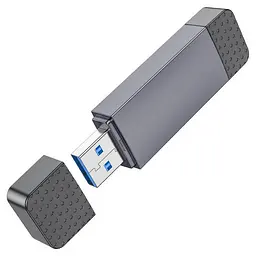 Універсальний кардридер HOCO HB45 Spirit 2-in-1 (USB 3.0 + Type-C) | SD/MicroSD, 5Gbps - Metal Gray - мініатюра 3