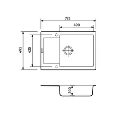 Кухонна мийка Adamant General 775x495x200 антрацит 324223, Антрацит - мініатюра 2