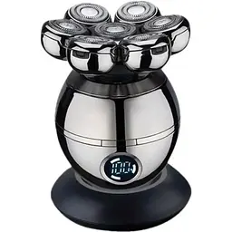 Акумуляторна електробритва RIAS RQ8870 Silver чоловіча з плаваючими головками та дисплеєм (my-4033)