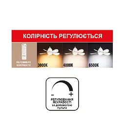 Світлодіодна люстра-вентилятор Horoz Electric VORTEX-16, 3CCT, 10W, біла - мініатюра 2