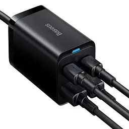 Мережевий зарядний пристрій Baseus GaN3 Pro Desktop Fast Charger 2Type-C+2USB 65W CCGP040101 Black - мініатюра 4