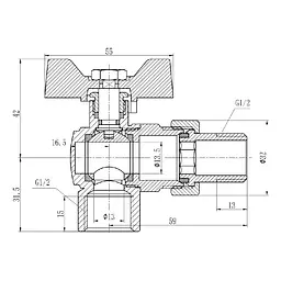 Кран кульовий "Американка" SD Forte 1/2" кутовий SF221W15 - мініатюра 3