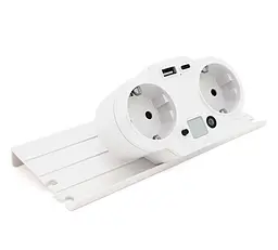 Розетка двойник с заземлением Voltronic HHT-609WT White, ночник, USB+Type-C, 4А, зашита от перегрузки, подставка под телефон - мініатюра 2