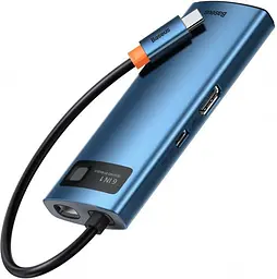 Мультипортовий адаптер USB Хаб Baseus Metal Gleam Multifunctional 6-in-1 Type-C WKWG000003 Blue - мініатюра 5