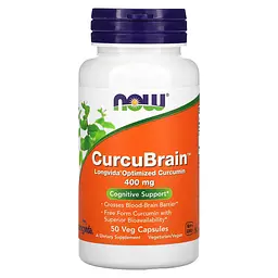 NOW Оптимізований Екстракт Куркуміну Longvida® CurcuBrain™ 400 мг - 50 вег. капсул