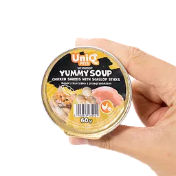 Суп для кішок UNIQ PETS CAT WET FOOD YUMMY SOUP з курячими шматочками та паличками з гребінців, 60 г - мініатюра 7