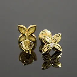 Сережки гвоздики з жовтого золота S-0050 - мініатюра 2