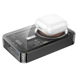 Магнітний акумулятор портативний Hoco Q14A Ice Crystal 10000 мА·год magnetic MagSafe чорний - мініатюра 3