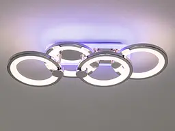 Люстра стельова LED Diasha H8022/2+2HR, 65W, 3200K-6500K, хром, сучасний стиль, з пультом, для дому - мініатюра 2