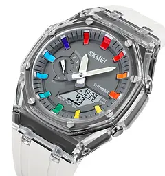 Наручний годинник чоловічий Skmei 2100 White Grey, 2100WTGY (18434) - мініатюра 2
