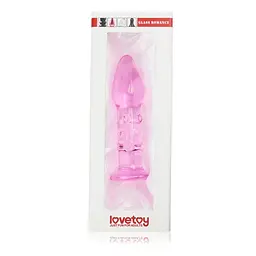 Анальна пробка Lovetoy Glass Romance 5.5" 14 см (рожевий) - мініатюра 2