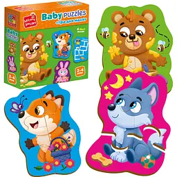 Пазли картонні з грою Vladi Toys Малюк зможе Лісові звірі 14 елементів (VT1722-26) - мініатюра 3