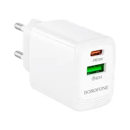 Зарядний пристрій BOROFONE BN27 Fuente 1xUSB-C PD 20 Вт + 1xUSB QC 3.0 білий (6941991120268) - мініатюра 3