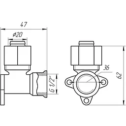 Кутник з вушками APE 754 L 1/2″x20 000000872 - мініатюра 3