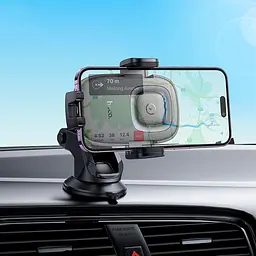 Тримач Hoco Crown Push-type wireless charging Car holder center console HW32 4.5-7" 15W - мініатюра 2