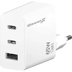 Зарядний пристрій Grand-X GaN 2xUSB-C + 1xUSB 65W PD3.0 QC4.0 AFC SCP FCP white (CH-990W) - мініатюра 7