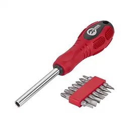 Викрутка магнітна 1/4", 10*50 мм, з комплектом насадок 15 од. CrV INTERTOOL HT-0415