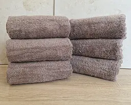 Набір турецьких махрових однотонних рушників Gulcan 6 штук 50х90 коричневий Brown щільність 480 г/м2 петля 16/1 - мініатюра 3