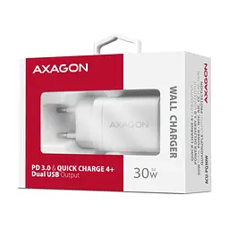Зарядний пристрій AXAGON 1xUSB QC4.0 + 1xUSB-C PD30W PPS white (ACU-PQ30W) - мініатюра 2
