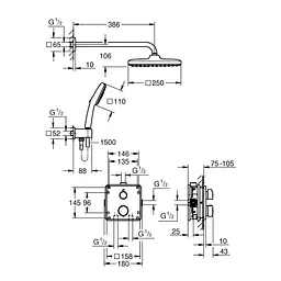 Душова система термостатична Grohe QuickFix Precision з Vitalio Comfort 250 348822430, Чорний матовий - мініатюра 2